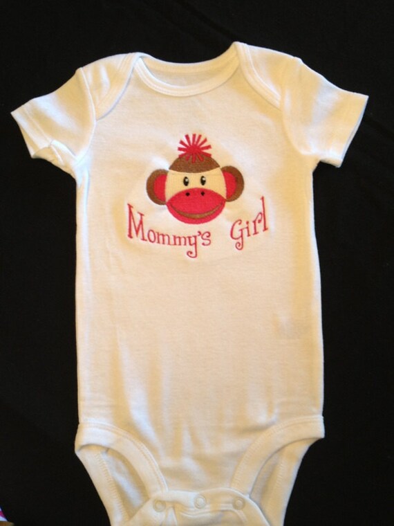 Monmys Girl Sock Monkey Onesie, Bloomers, Crochet Hat and Bow...Bodysuit Diaper Cover for BaBy Girl