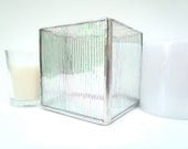 Stained glass candle holder iridescent art glass handmade