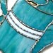 Stained glass garden stake teal watering can handmade