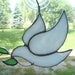 Stained glass suncatcher white dove olive branch handmade