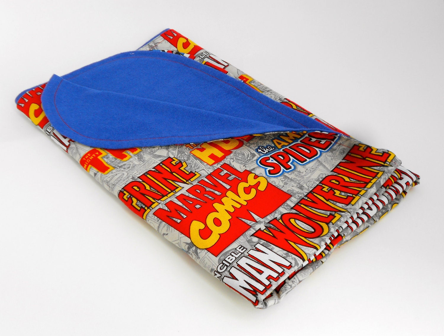 Marvel Comics Baby Blanket, Avengers, Iron Man, Hulk, Thor, Captain America, Spiderman, Wolverine, Navy Blue