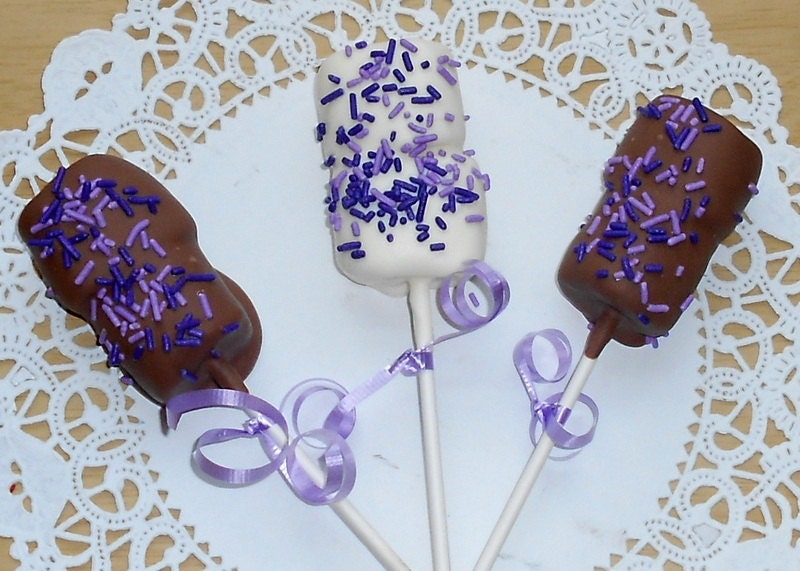 Chocolate covered marshmallows on a stick - Wedding Favors - Marshmallow Pops