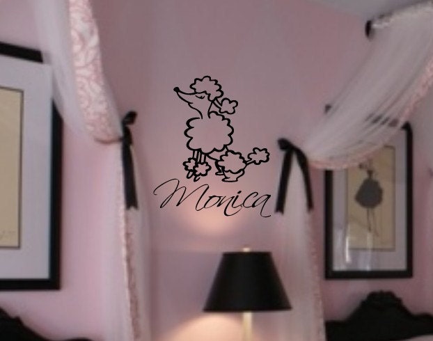 Personalized Name Paris Poodle GIrls Room Vinyl Wall Lettering Decal Nursery