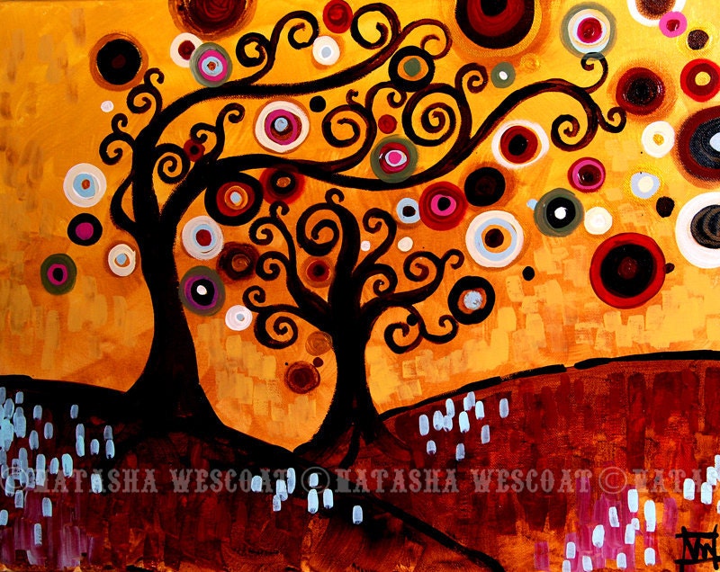 Family Tree Folk Art Print 13 x 19 Protection 6 by Natasha Wescoat - Swirly