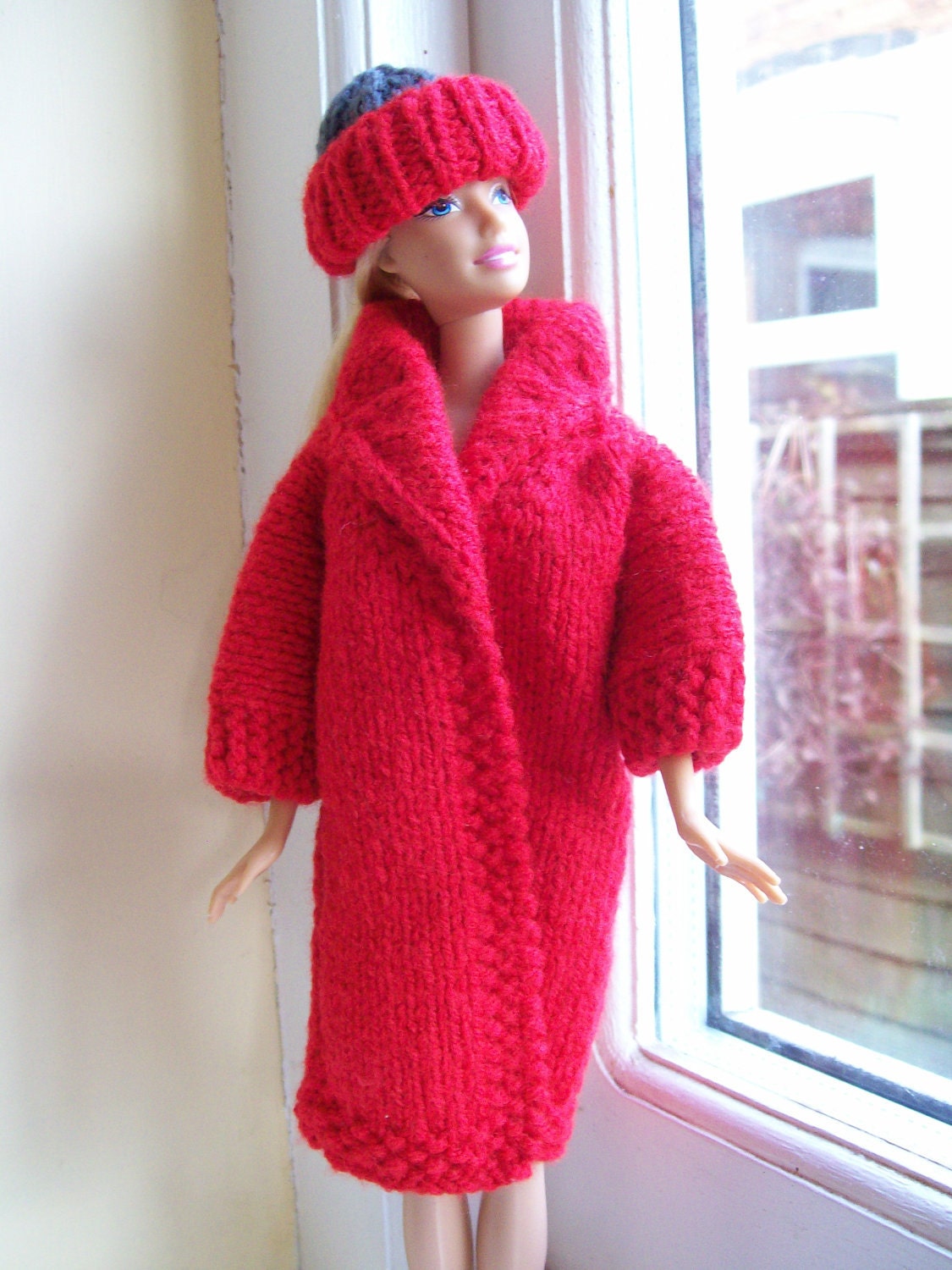 Barbie clothes - Red wrap-around coat