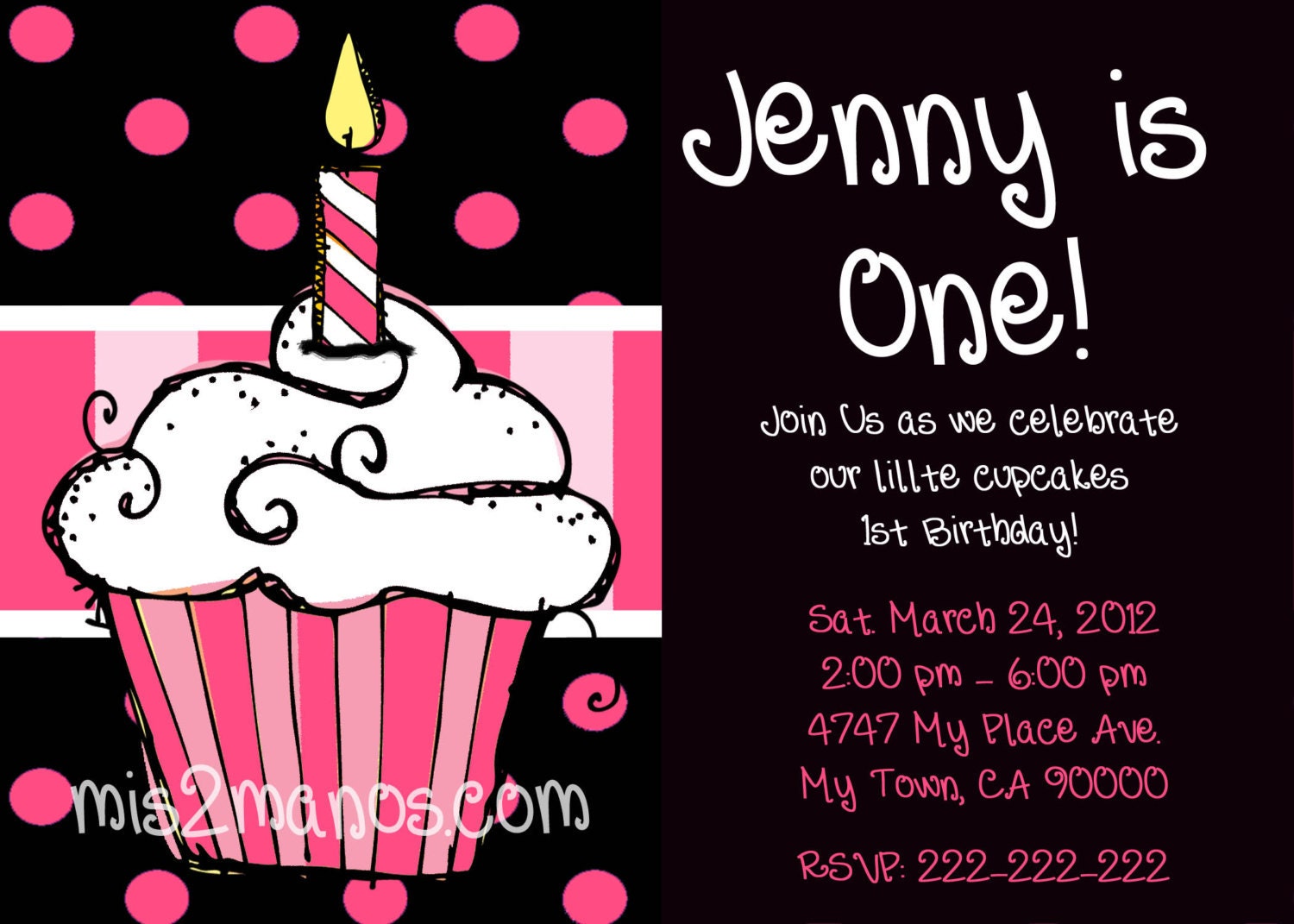 Cupcake Birthday Invitation 1st Birthday Invitation Printable Digital