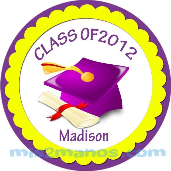 Graduation Stickers Personalized Labels Oval Favor tag For Class of 2012 Stickers Set of 21