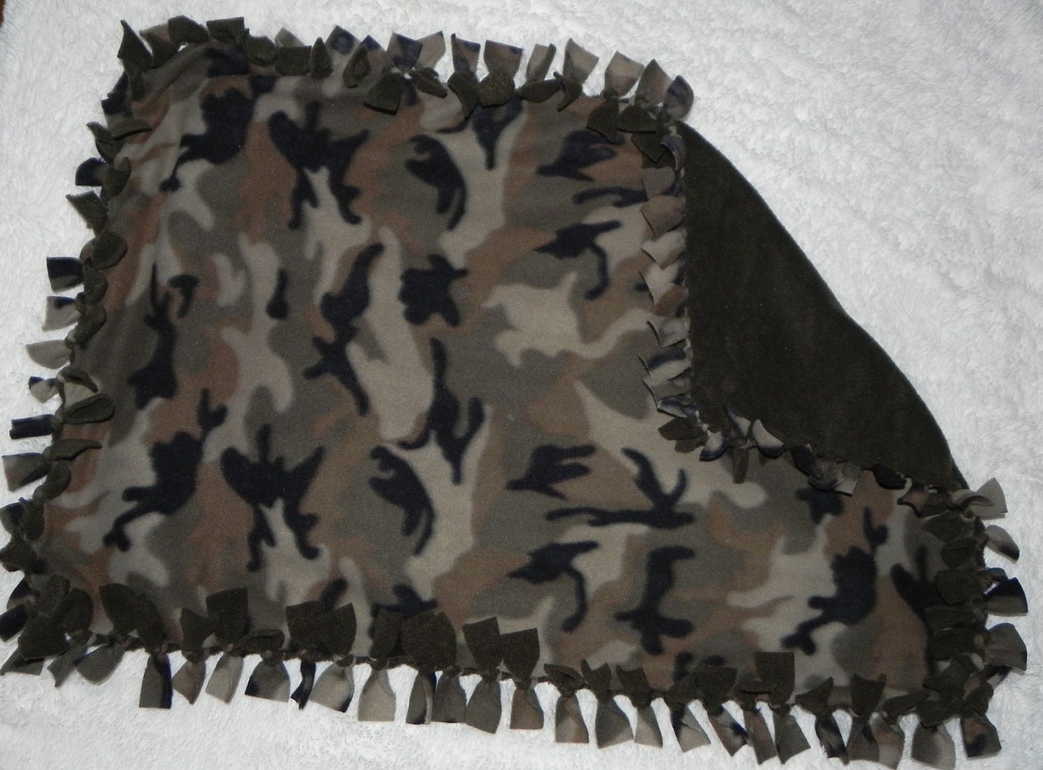 Camouflage Tied Polar Fleece Blanket by marjrc on Etsy