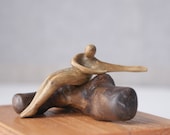 Wind melody - modern wood sculpture, ooak hand carved wood statue - elaarte