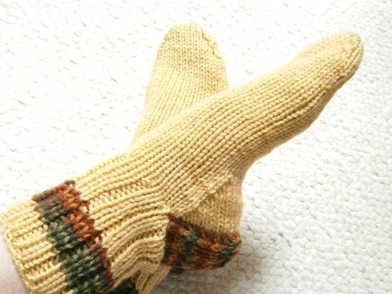 Buttercup Yellow Hand Knit Socks Ladies 7 to 9 with Autumn Stripes