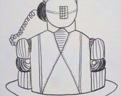 4x4.5" Robot Sketch Card