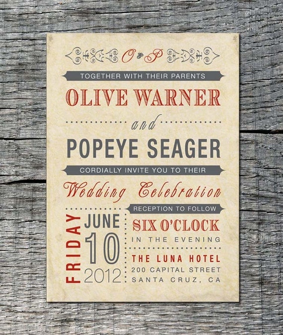 Vintage Wedding Invitation - Old Fashioned Style - Printable DIY