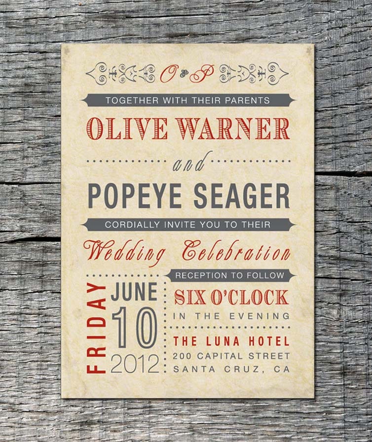 Vintage Wedding Invitation - Old Fashioned Style - Printable DIY