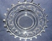 Heisey Glass pattern 1540 crystal clear Lariat blank Mayonnaise Liner plate with Moonglo (980) cut ca 1940's