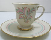 Franciscan Pottery Rossmore pattern Footed Demitasse Cup and Saucer - ca. 1940's