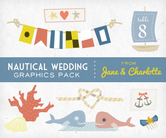 Clip Art Graphics Pack Nautical Wedding DIY Personal and Small Commercial Use