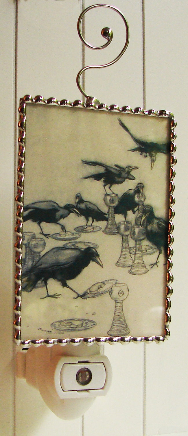 Night Light Crows - Nightlight with Crows Drinking Wine - Kids Night light - Home Accessory - Wall Light