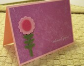 Set of Four/4 Thank You Cards, Felt Flower