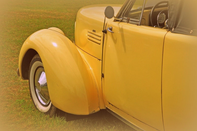 Yellow Vintage Car  5x7 Photograph - rbfphotos