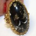 Vintage Poison Ring Chunky Black Stone Perfume Retro Jewelry