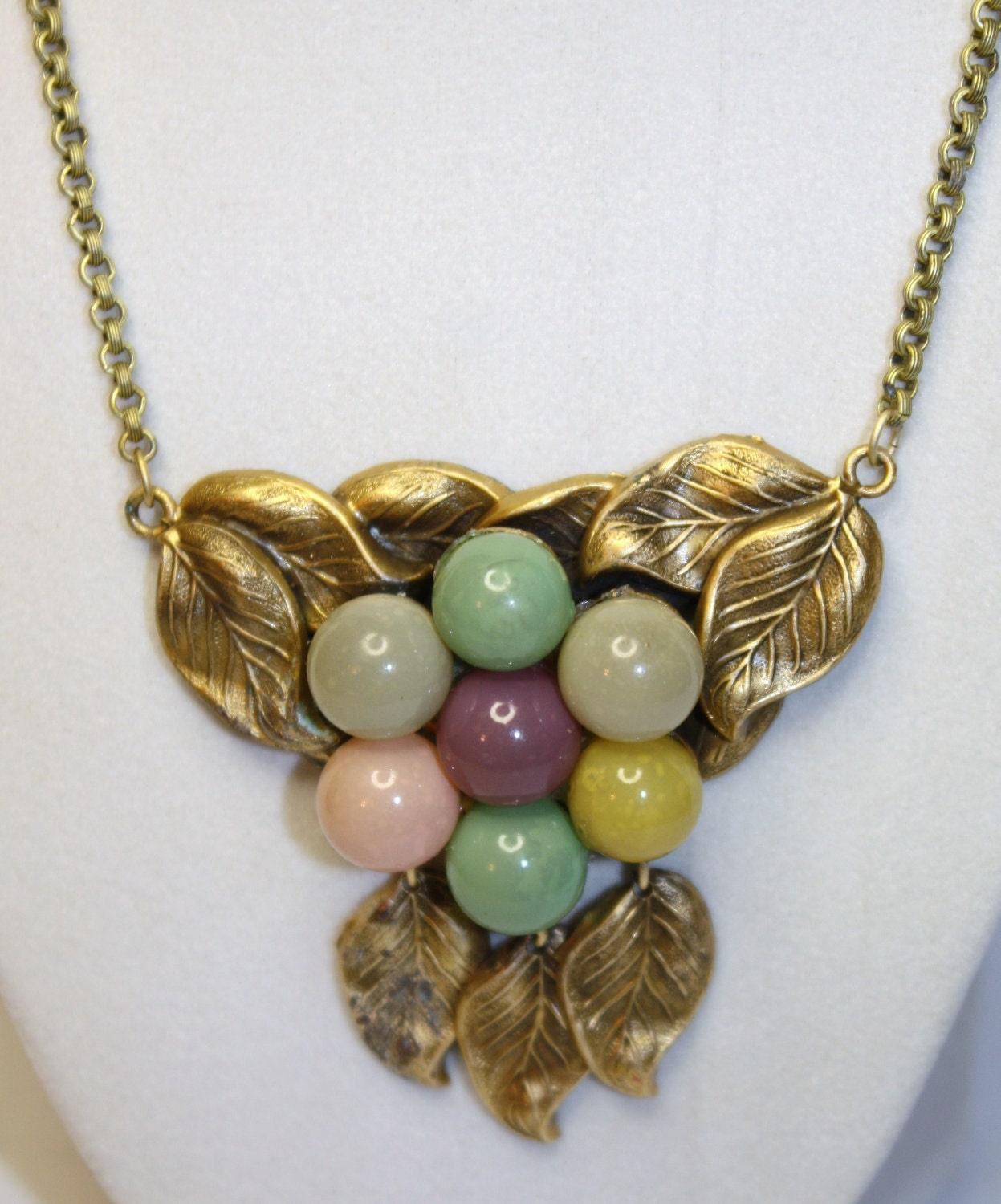 Art Deco Necklace Pastel Marble Bubble 1920s Jewelry