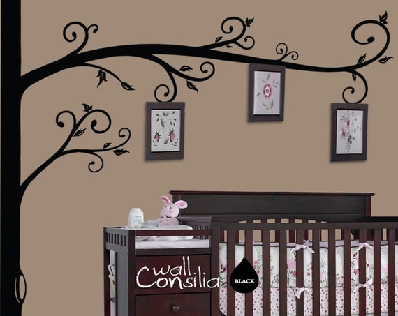 Photo Tree Wall Decal -  Frame Hanging Tree Wall Sticker - Corner Tree decal - Large: approx 98" x 98" - W025