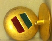Vintage gold metal shank buttons, red and blue accents- replacement buttons for Dorothy Schoelen outfits