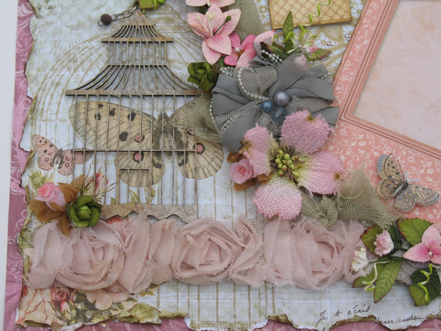 Premade Scrapbook Page Layout 12x12 Vintage Shabby Chic