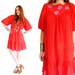 Vintage 70s Red PUFF SLEEVE Peasant Tent Dress M L