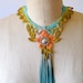 Ombre dyed leather fringe lace necklace / boho western / hand painted
