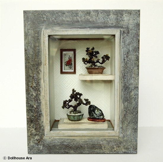 Oriental Bonsai tree (Frame  /No.3), Asian Traditional exclusive decorations- Miniatures 1/12
