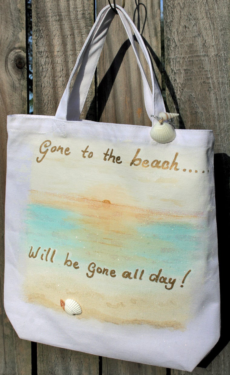 Beach, Shopping Tote, sand, seashells, gone to the beach, fun bag
