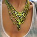Vintage 1950s One Of A Kind Hand Painted 3 Strand Bold Neon Yellow Rhinestone Necklace - Made To Order