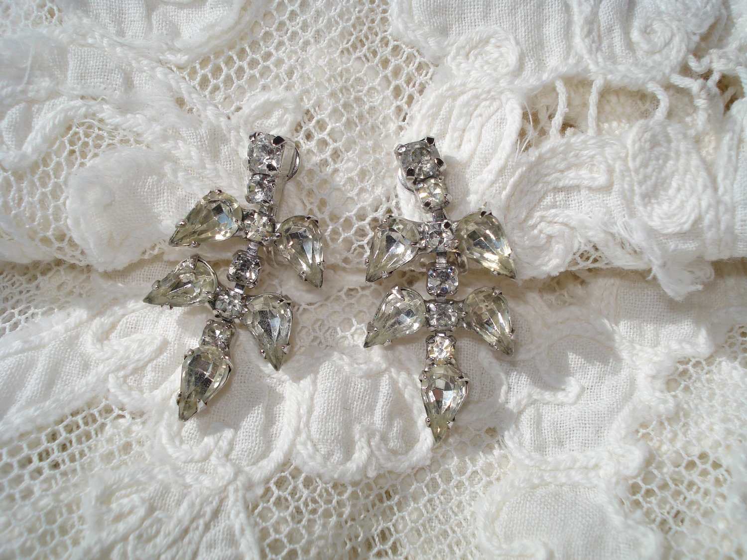 Reserved for June Vintage Rhinestone Earrings Screw Back