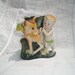 Vintage Bisque Baby Fairy and Fawn Deer Figurine Vase Japan