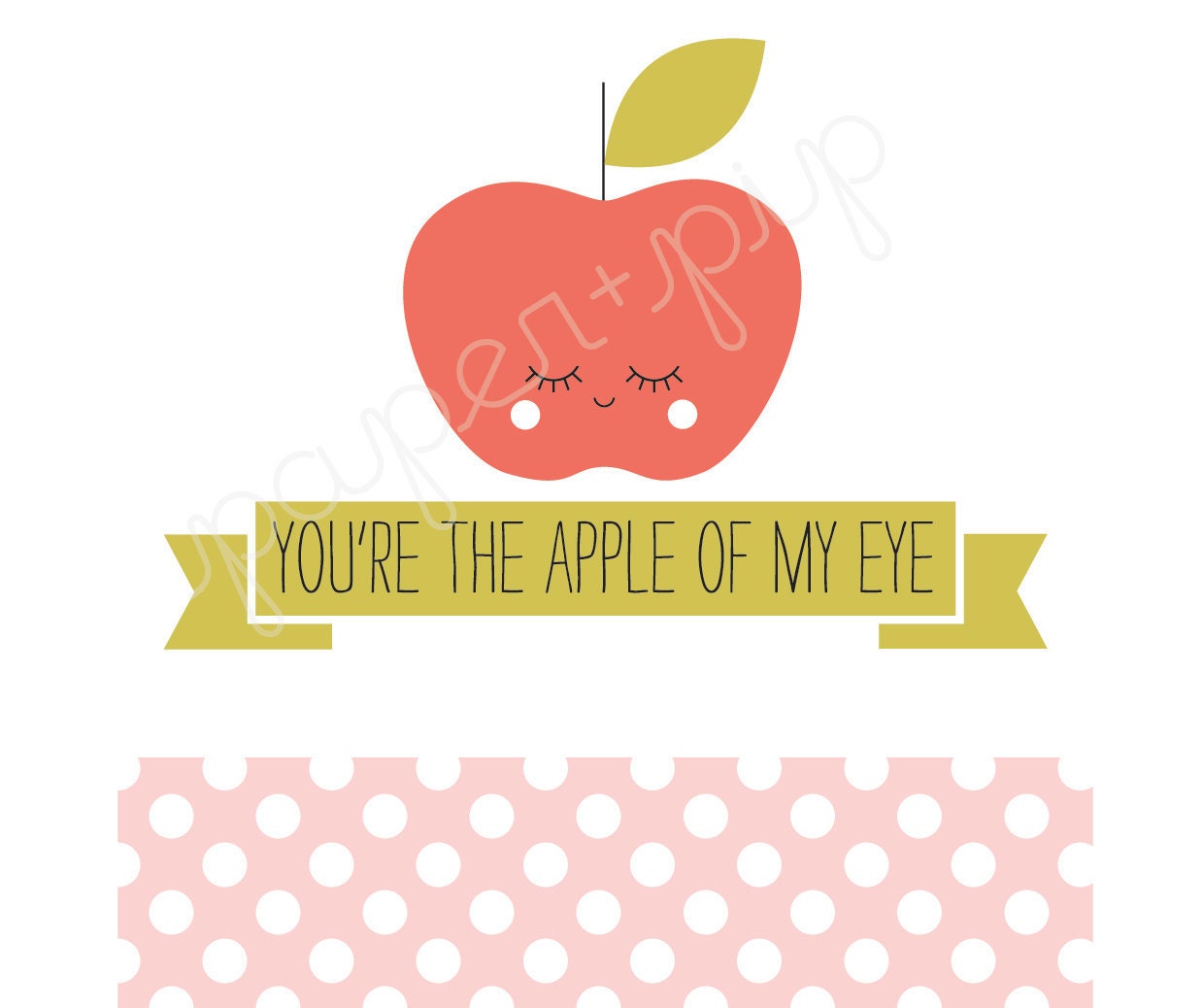 Printable Valentines - Apple of My Eye - PDF File