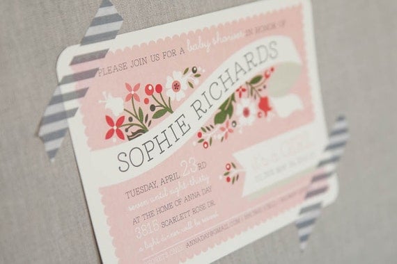 Baby Shower Invitation - Printable - Pink Bouquet