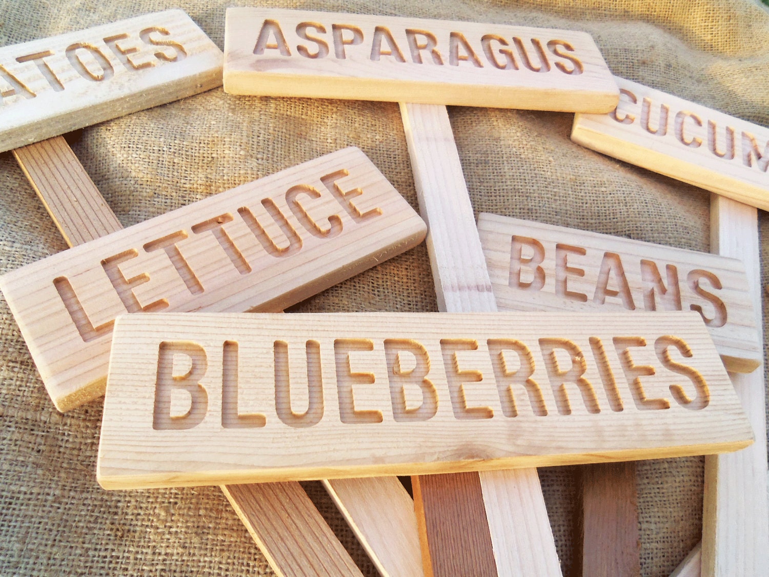 CUSTOM ORDER: 7 Plain Rustic Signs, Mix  & Match Natural Cedar Wood Garden Signs