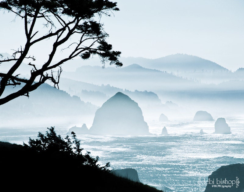 Oregon Coast Northwest - Canon Beach -  11x14 photograph - Ocean Waves - Haystack Rock - Home Decor Fine Art Print - DebiBishop
