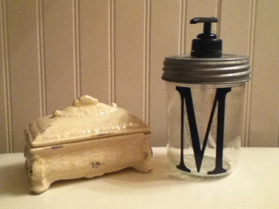 Cottage, Shabby, Farmhouse Initial Mason Jar Dispenser