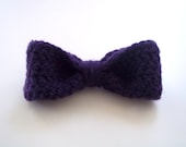 Large Dark Purple Crocheted Hair Bow