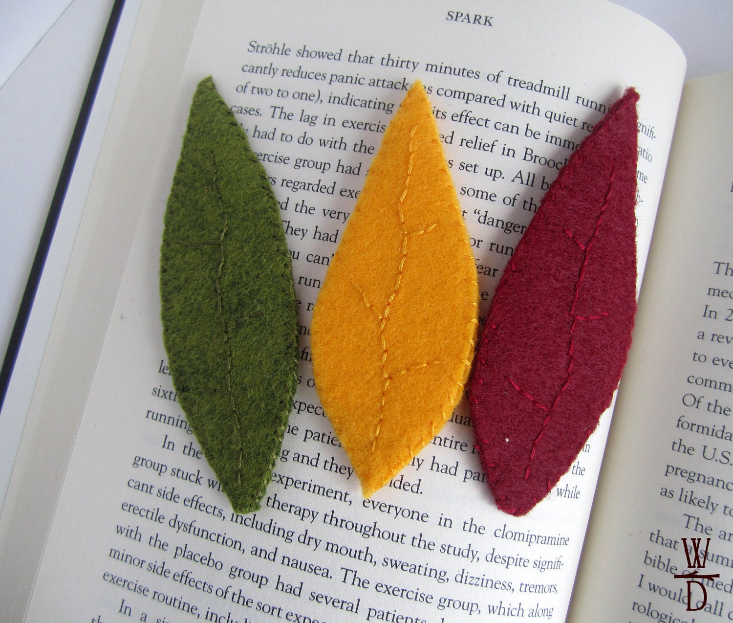 Leaf Felt Bookmarks - Set of 3 Fall Leaves