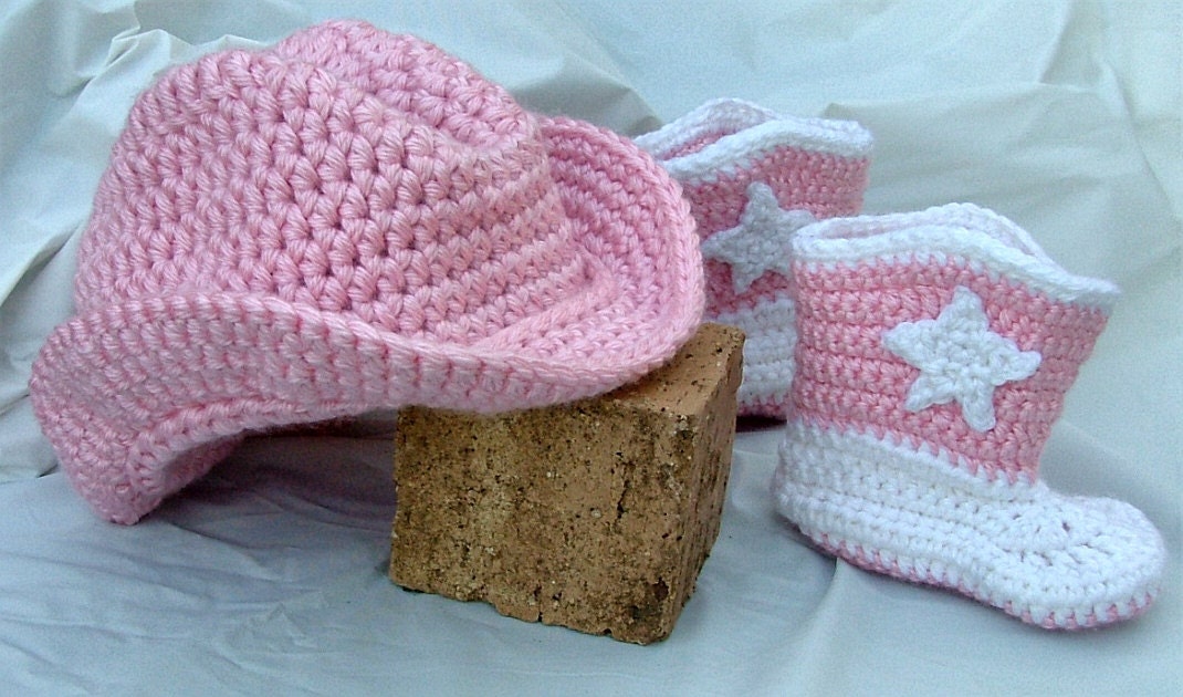 Crochet Cowboy hat & boot set