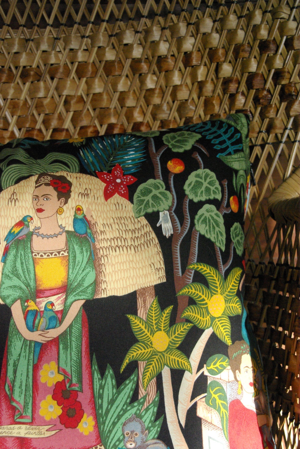Cushion Cover LARGE Frida Kahlo Bright Colourful Day of the Dead Mexican Throw Pillow 55cm x 55cm or 22' x 22'