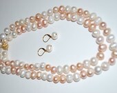 Baroque Pearls Necklace set,Freshwater pearls,pink,white pearls
