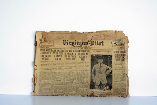 Original May 3rd, 1912 Newspaper - Virginian Pilot Titanic Headlines, Articles including President Taft, JJ Astor, Major Archibald Butt
