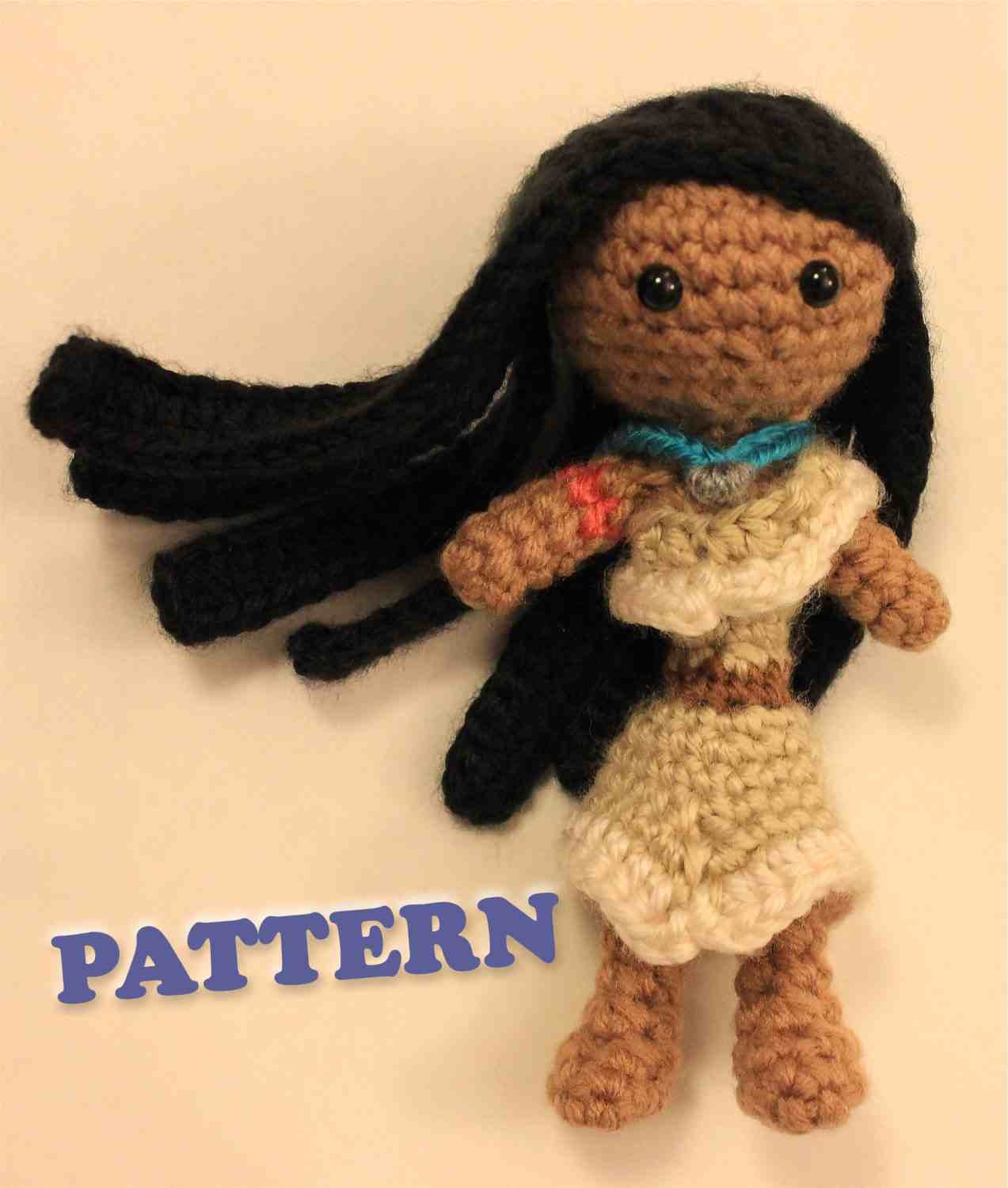 PATTERN Instant Download Pocahontas Princess Crochet Doll Amirugumi
