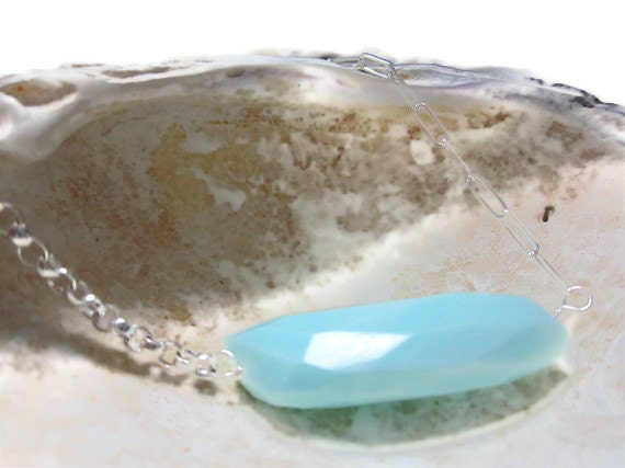 Peruvian Blue Opal Nugget Sterling Silver Chain Chains Bracelet ... Slice of Nature
