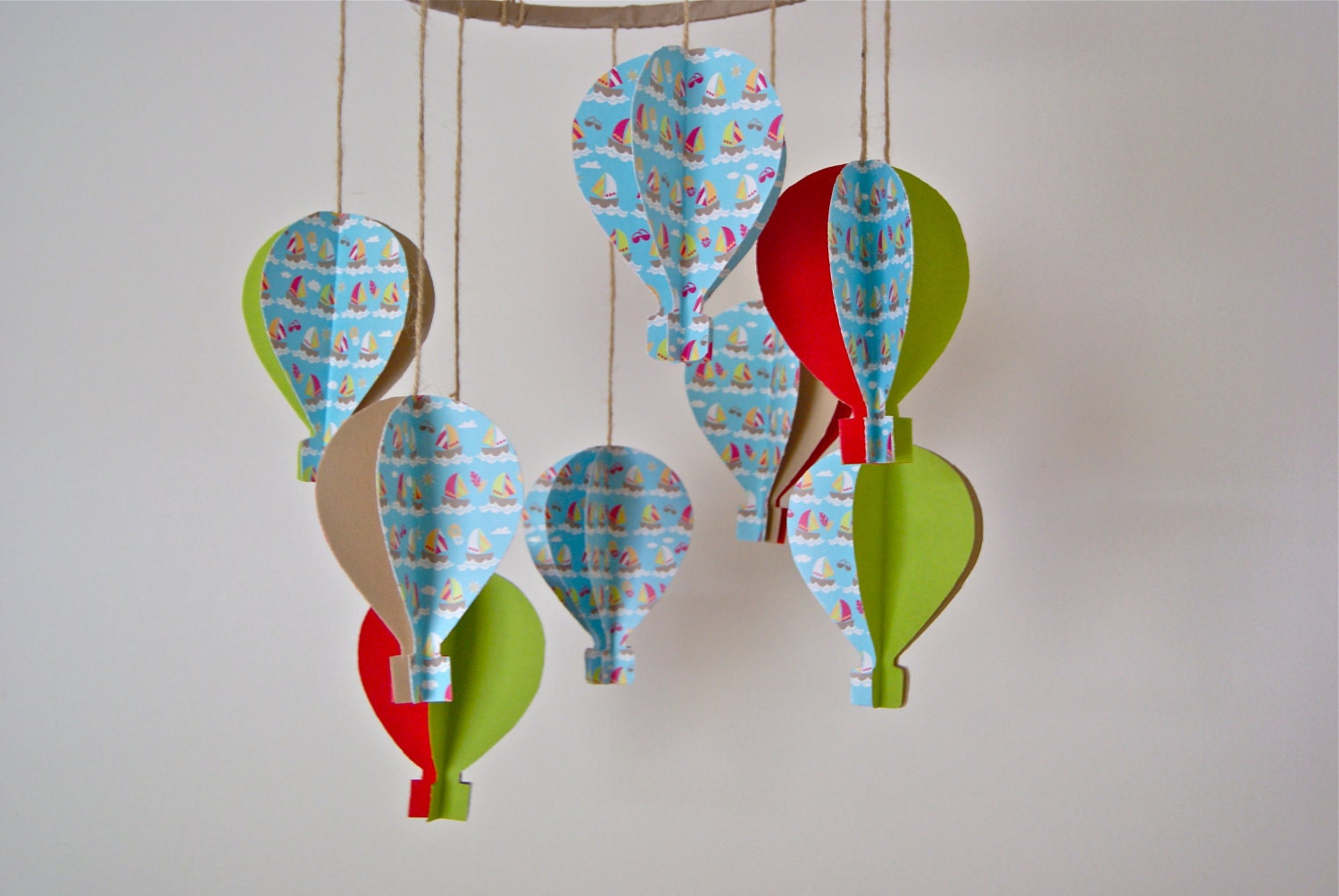 3D 'Boat Print' Paper Hot Air Balloon Mobile