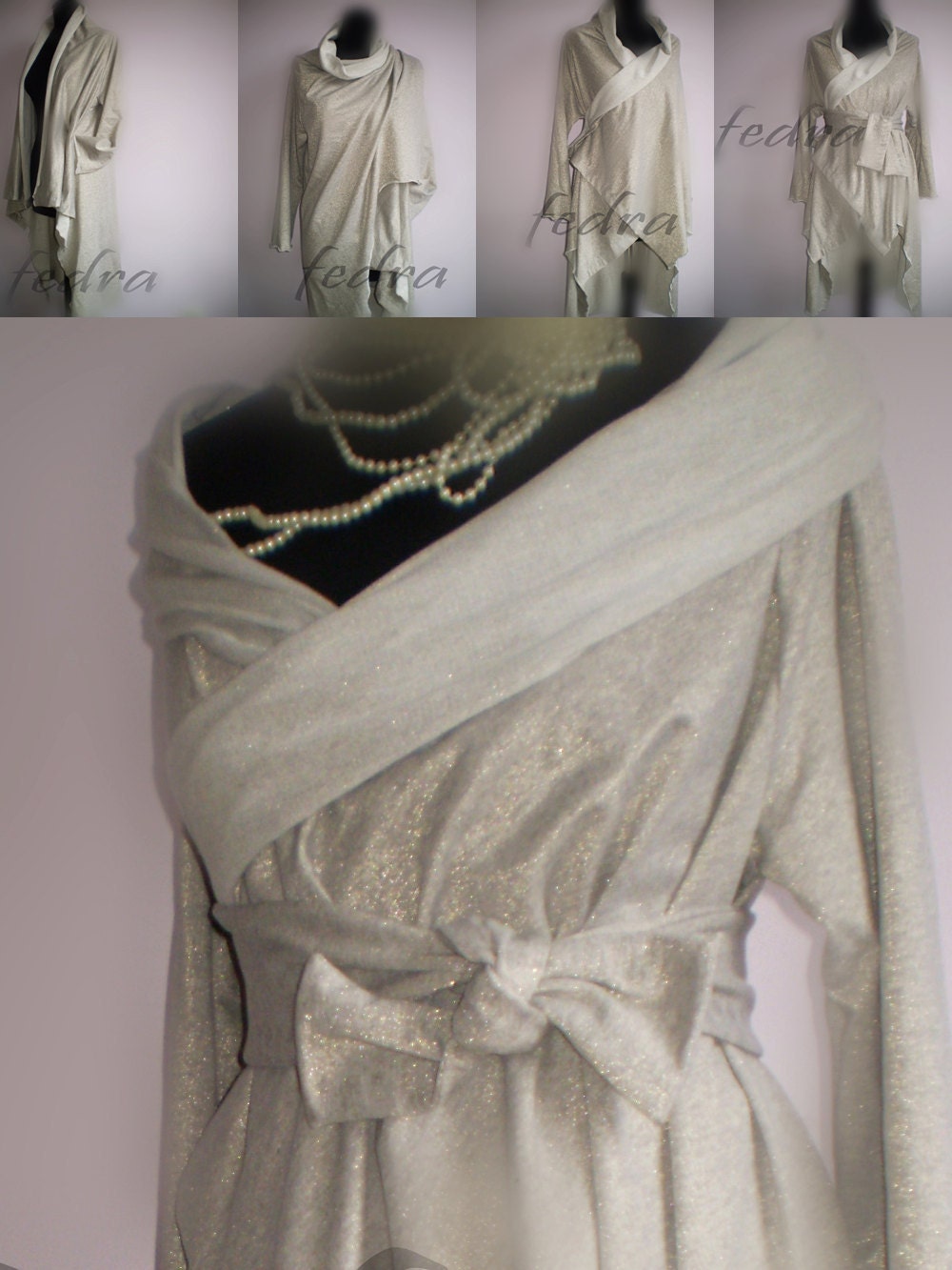Stretchy gray cotton tunic,sweater,vest, wrap,jacket